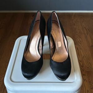 BCBG Satin Pumps With Glitter Heels Size 8